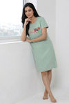 Zivame Farm Lore Knit Cotton Knee Length Nightdress - Cameo Green — thumbnail 1